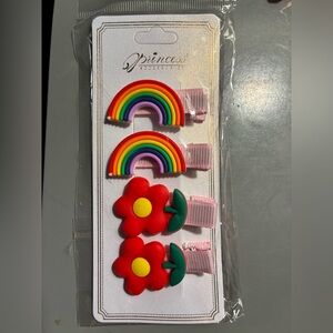 Princess Accessories Kids Rainbow and Flower Hair Clips. Brand new. Unused.